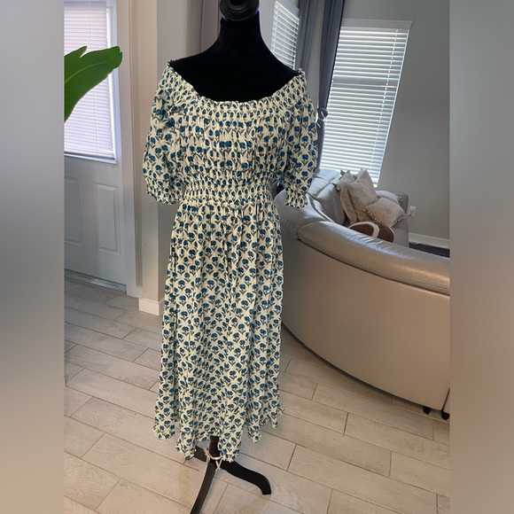 NWT Eddy Rosie Midi Nightgown Floral Puff Sleeve Midi Dress S - Picture 4 of 14